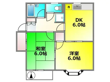 オレンヂコート(2DK/2階)の間取り写真