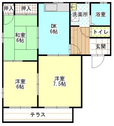 イーストヴィレッジ A(3DK/2階)の間取り写真