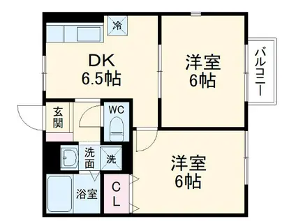 グリーンヒルみのり(2DK/1階)の間取り写真