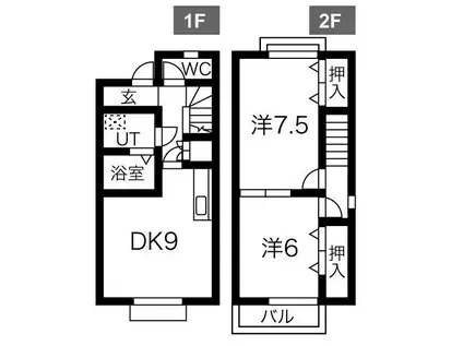 プローグ小木Ｂ(2DK)の間取り写真