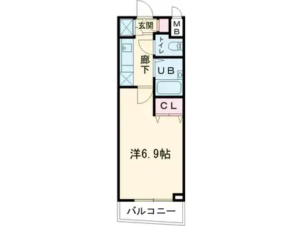 メインステージ赤塚(1K/1階)の間取り写真