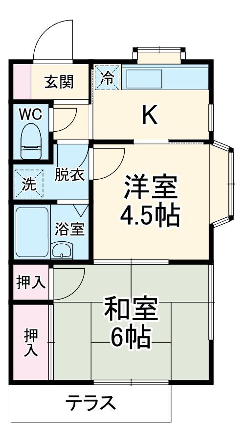 三橋ハイツ(2K/1階)の間取り写真