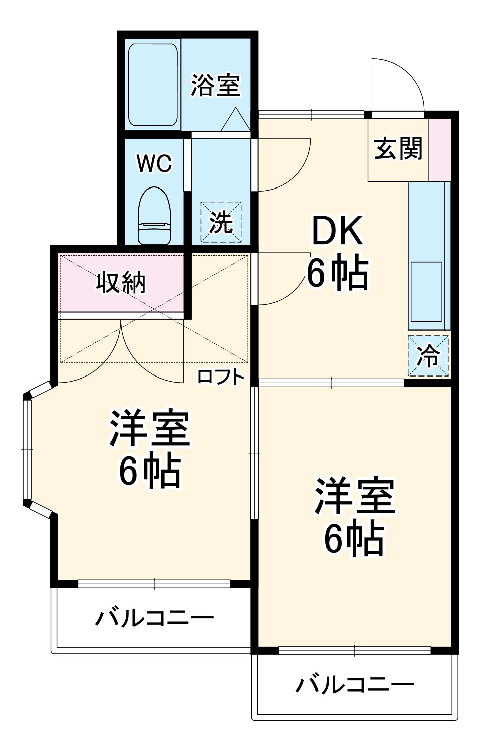 エスポワール八千代(2DK/2階)の間取り写真