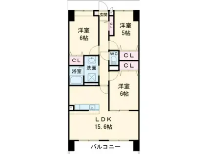 ルシエルブルソルテ(3LDK/2階)の間取り写真