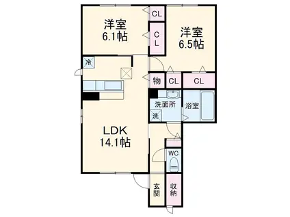 クレール桜(2LDK/1階)の間取り写真