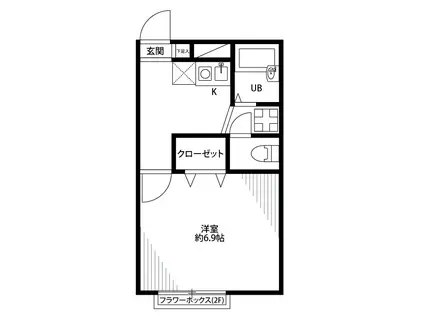 プレジール花島公園Ⅱ(1K/2階)の間取り写真