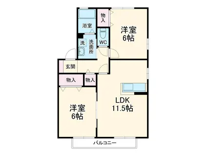 アネックス 南棟(2LDK/2階)の間取り写真