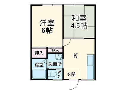 グリーンハイツ相良B(2DK/2階)の間取り写真