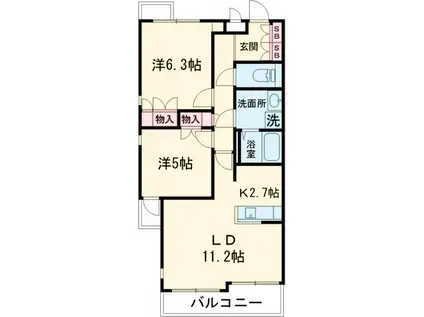プレジオコート平和台(2LDK/2階)の間取り写真