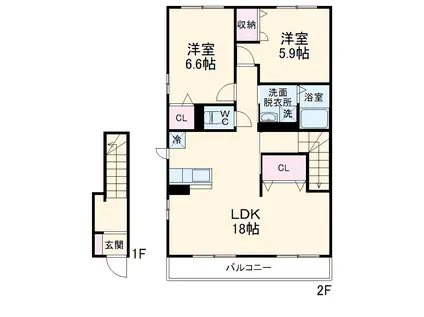 PRENDRE HEIM(2LDK/2階)の間取り写真