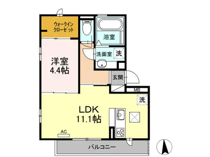 カトル セゾン Ⅲ(1LDK/3階)の間取り写真