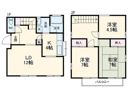 東海道本線 藤枝駅 徒歩14分 2階建 築28年(3LDK)の間取り写真