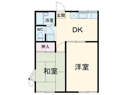 レスカール水谷(2DK/2階)の間取り写真