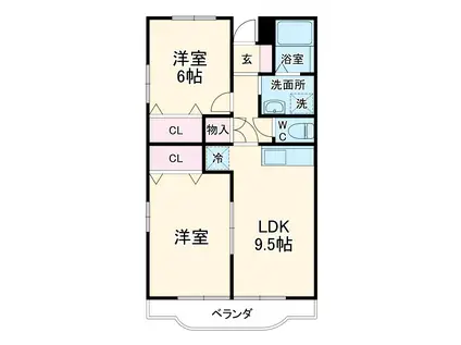 メゾンラフィーネ(2LDK/2階)の間取り写真
