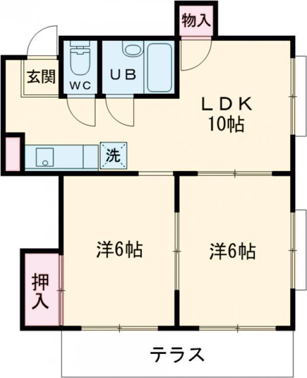 ユニバーサルマンション1(2LDK/1階)の間取り写真