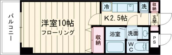 アーバングレイス(1K/3階)の間取り写真