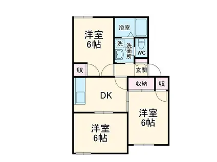 パークハイムゆりのきB(3DK/2階)の間取り写真