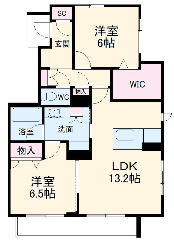 カーサタイジュ(2LDK/3階)の間取り写真