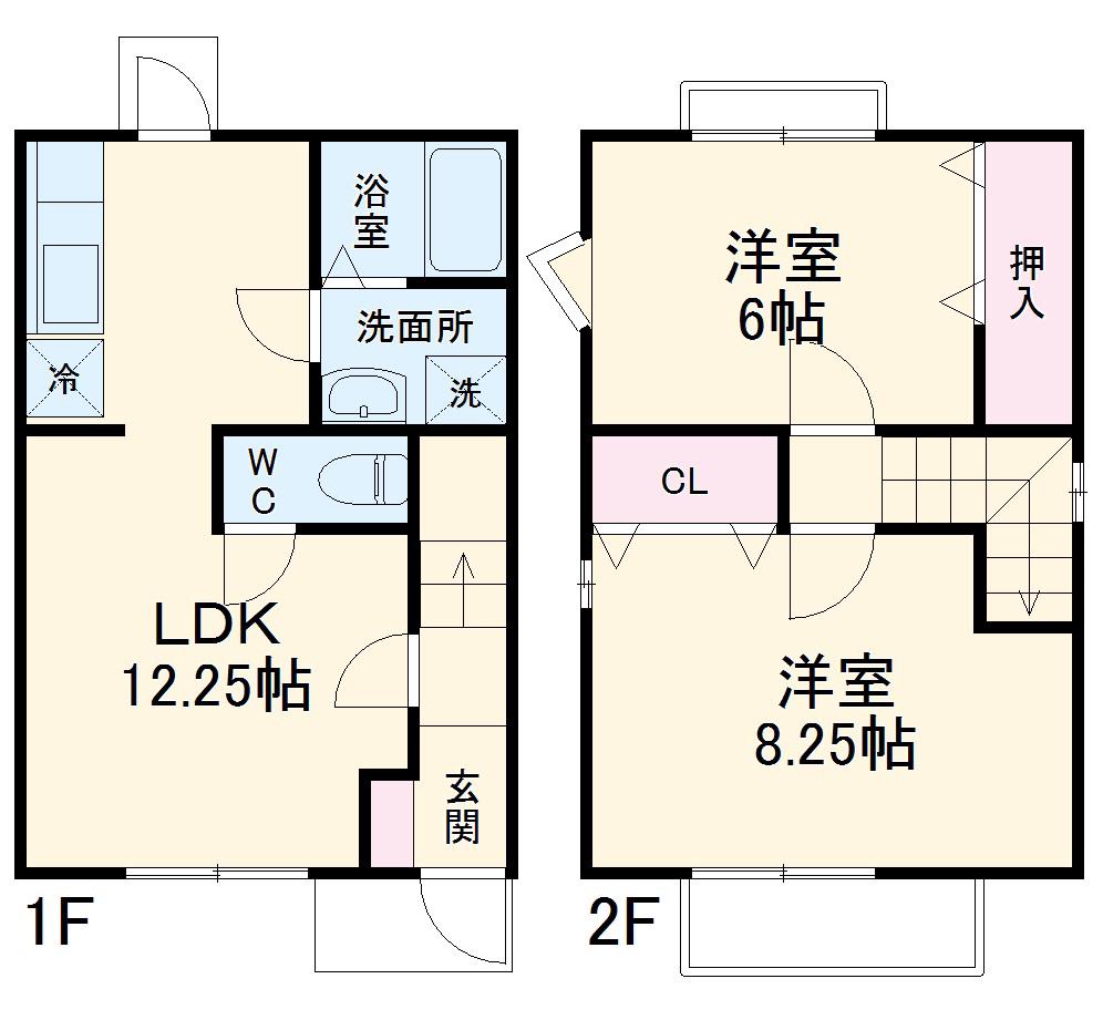 名鉄広見線 富岡前駅 徒歩9分 2階建 築29年(2LDK)の間取り写真