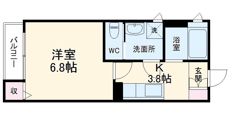 AZUR江南(1K/2階)の間取り写真