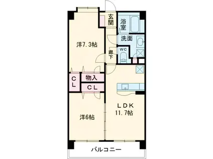 ウエストキーファーⅡ(2LDK/5階)の間取り写真