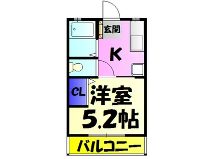 シティハイム穴川(1K/1階)の間取り写真