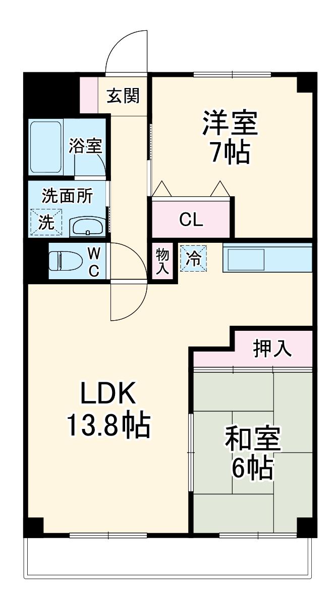 サンシティユーカリが丘(2LDK/3階)の間取り写真
