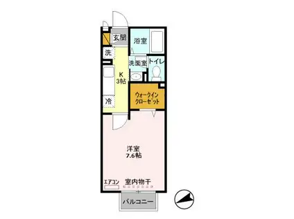 セジュールⅠ(1K/1階)の間取り写真