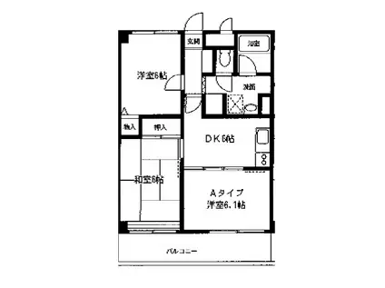 ホーリーグランド稲毛山王(3DK/1階)の間取り写真