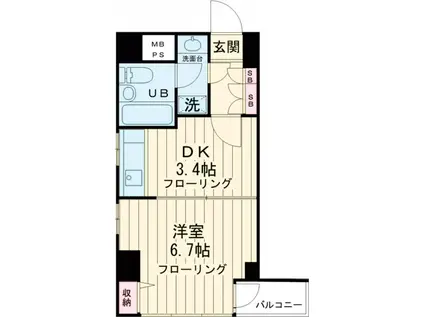 コスモ東池袋(1DK/5階)の間取り写真