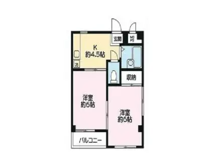 稲毛ベルハウス(2K/1階)の間取り写真