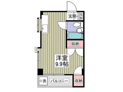 稲毛ベルハウス(ワンルーム/2階)の間取り写真