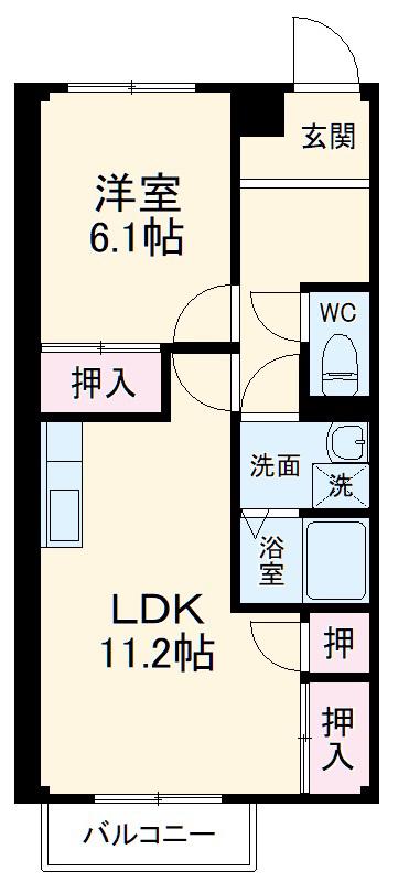 前野ヒルズ(1LDK/2階)の間取り写真