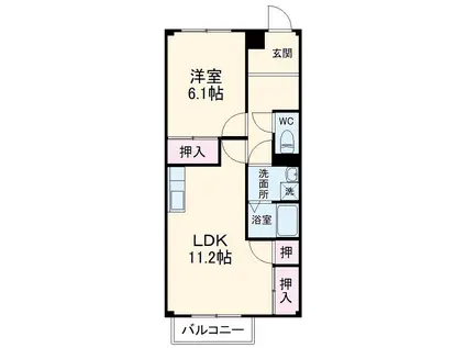 前野ヒルズ(1LDK/2階)の間取り写真