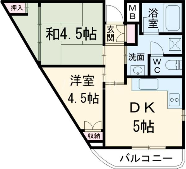 ノブトKC(2DK/6階)の間取り写真