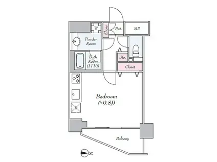 G・コンフォート大山山手通(1K/9階)の間取り写真