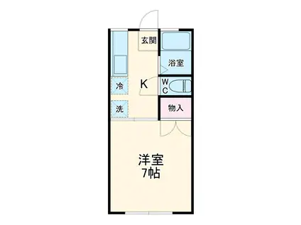 コーポユタカ(1K/1階)の間取り写真
