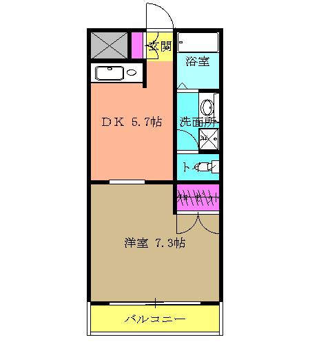 ラパークガーデン(1DK/2階)の間取り写真
