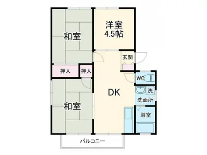 グリーンタウン勝田台A(3DK/1階)の間取り写真