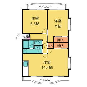 サニーコート(2LDK/2階)の間取り写真