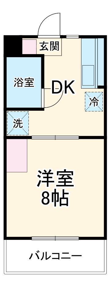 メルカードあさひⅢ(1DK/1階)の間取り写真