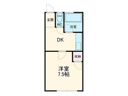 キャッスルマキ2号棟(1DK/1階)の間取り写真