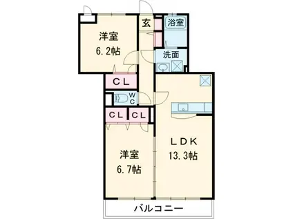 エルパティオ(2LDK/2階)の間取り写真