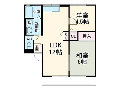 ピュアⅡB(2LDK/1階)の間取り写真