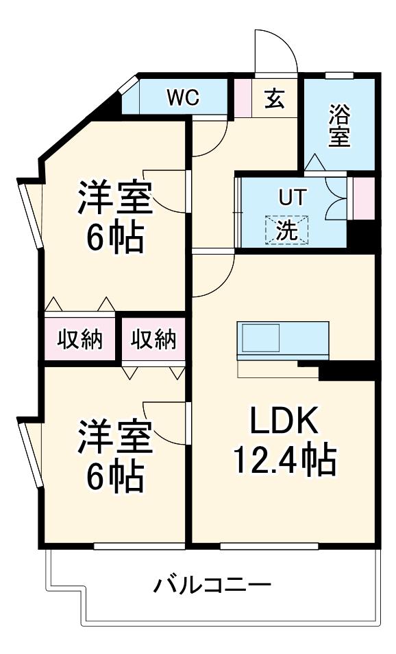 K・ウエスト(2LDK/2階)の間取り写真
