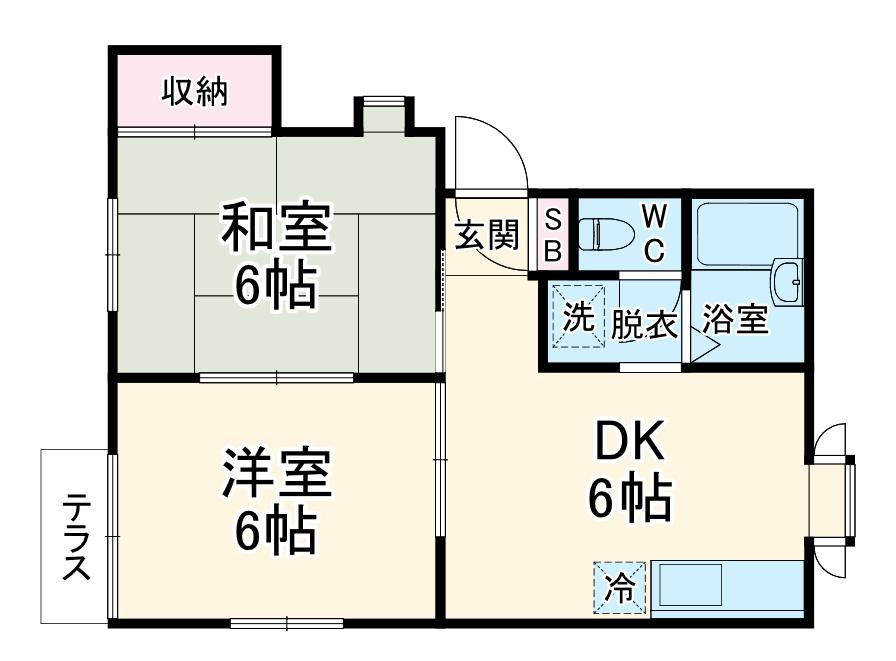 グリーンシティ(2DK/1階)の間取り写真