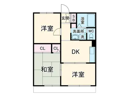 シャインパレスひまわり壱番館(3DK/1階)の間取り写真