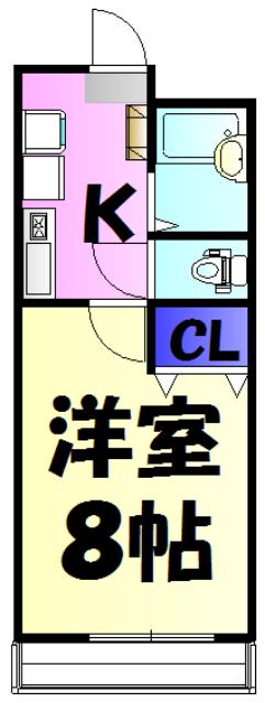 グレイスⅡ(1K/1階)の間取り写真