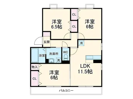 アヴェニール志津B(3LDK/2階)の間取り写真