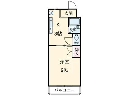 ドミールⅥ(1K/1階)の間取り写真